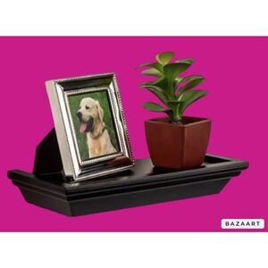 Small BLACK Floating Plastic Shelf Shelves 8.6" L x 4" D Holds 5 lbs